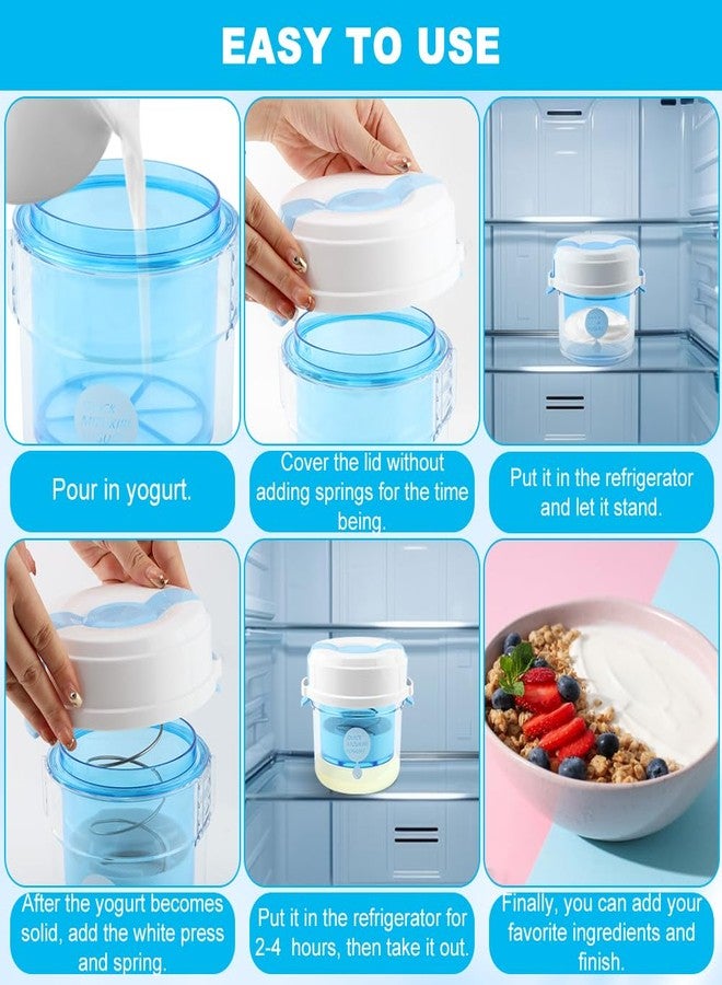 مصفاة زبادي يوناني بغطاء، صانعة زبادي يوناني بشبكة نايلون فائقة النعومة، فلتر زبادي قابل لإعادة الاستخدام لصنع كميات صغيرة (450 غرام)، فاصل لصنع الزبادي الجاف، للاستخدام المنزلي (اللون: كما هو موضح) - Image 5